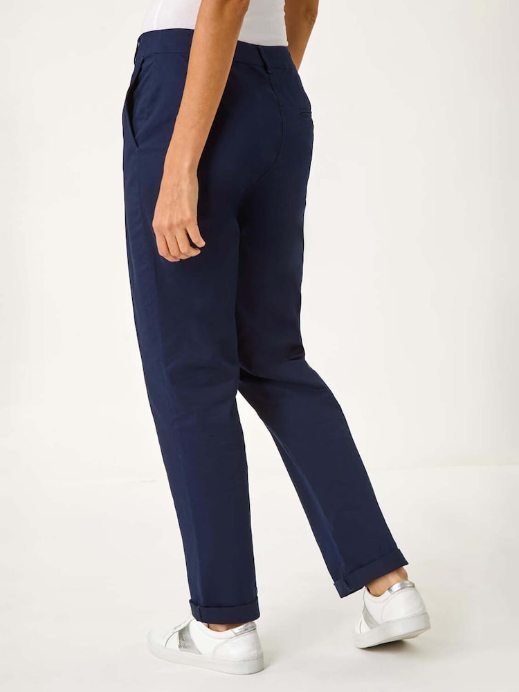 Roman Blue Plain Cotton Chino Trousers - Image 3 of 5