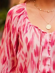 Sosandar Pink Aztec Print Blouse - Image 5 of 5