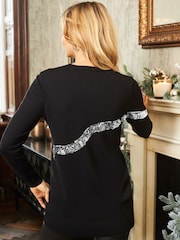 Sosandar Black Sequin Bow Longline Knit Jumper - Image 4 of 4