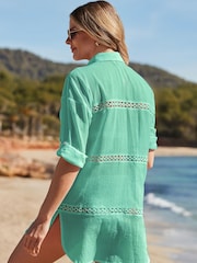 Sosandar Blue Longline Beach Shirt - Image 3 of 4