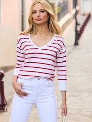 Sosandar Red Stripe Top - Image 1 of 5