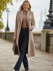 Sosandar Brown Heritage Check Trench Coat - Image 2 of 5