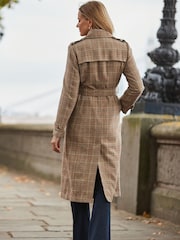 Sosandar Brown Heritage Check Trench Coat - Image 4 of 5