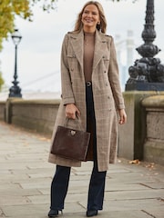 Sosandar Brown Heritage Check Trench Coat - Image 5 of 5
