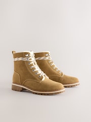 Tan Brown Forever Comfort® Faux Fur Lined Lace-Up Boots - Image 2 of 5