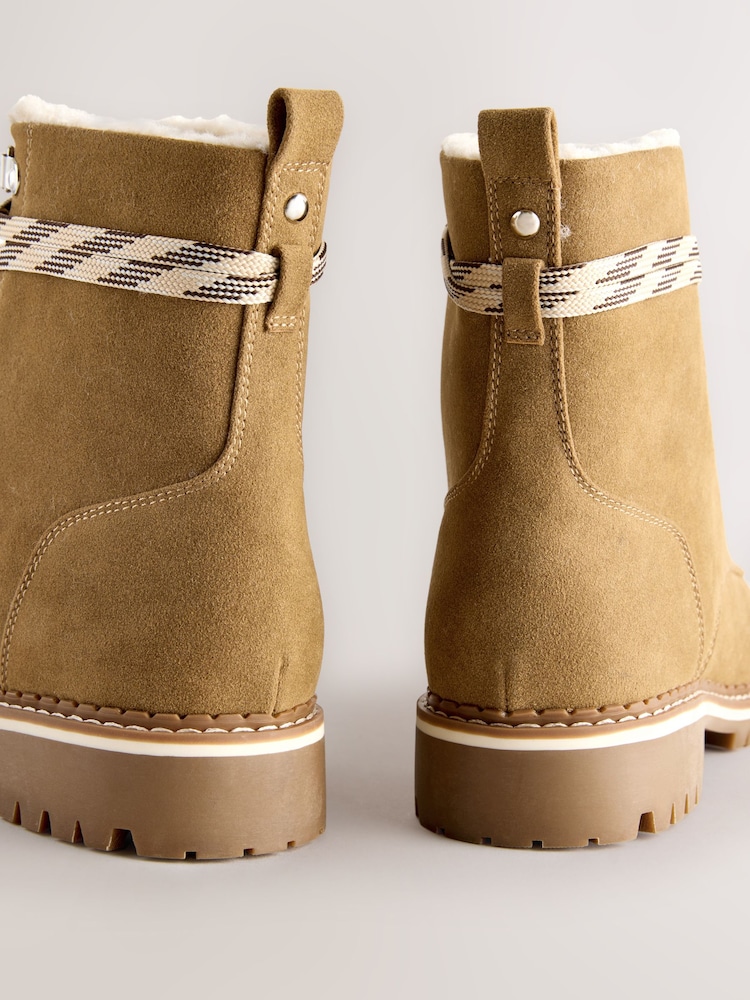 Tan Brown Forever Comfort® Faux Fur Lined Lace-Up Boots - Image 5 of 5