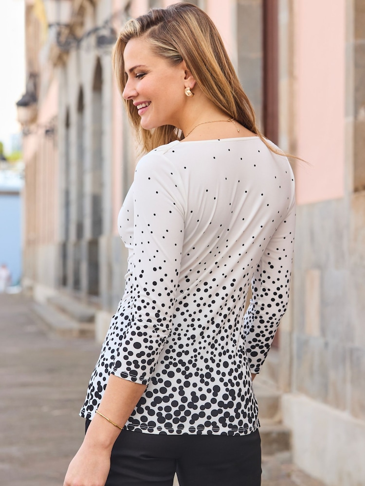 Sosandar White Geometric Spot Cowl Neck Blouses - Image 2 of 3