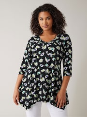 Schwarz - Evans V-Neck 3/4 Sleeve Tunic - Bild 1 von 4