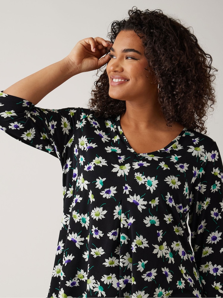 Schwarz - Evans V-Neck 3/4 Sleeve Tunic - Bild 4 von 4
