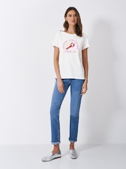 Crew Clothing Blue Crew Clothing Blue 100% Cotton Graphic Print Slub T-Shirt - Image 3 of 5