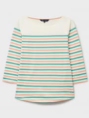 Crew Clothing Company White Ecru 100% Cotton Essential Breton Stripe Top - Image 5 of 5