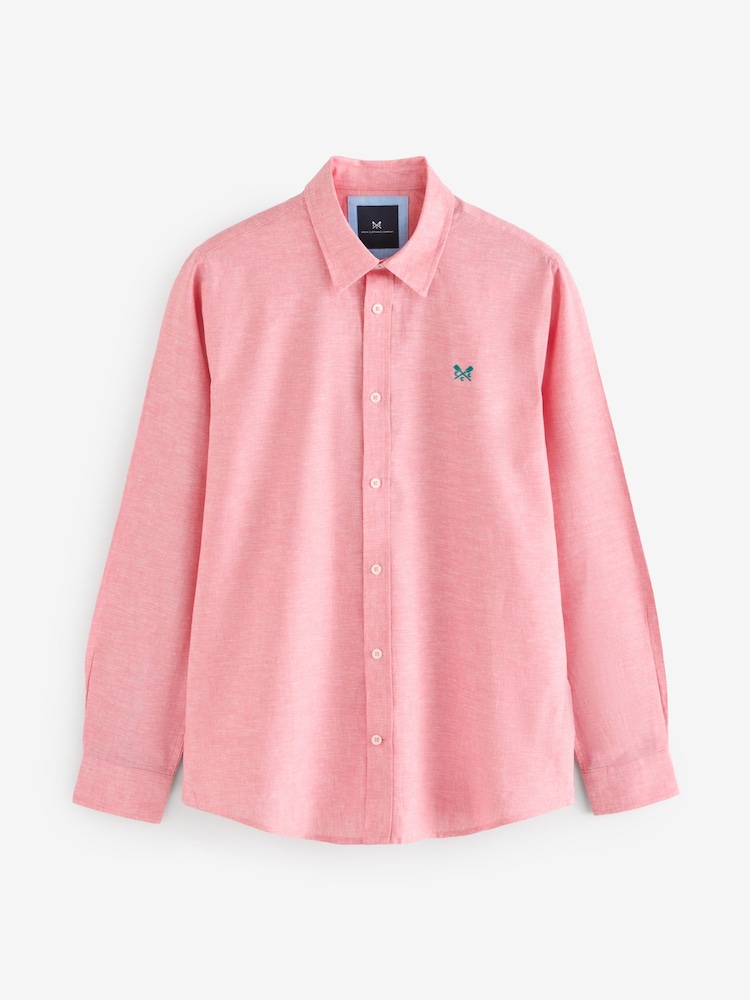 Crew Clothing Pink Long Sleeve Linen Shirt - Image 1 of 1