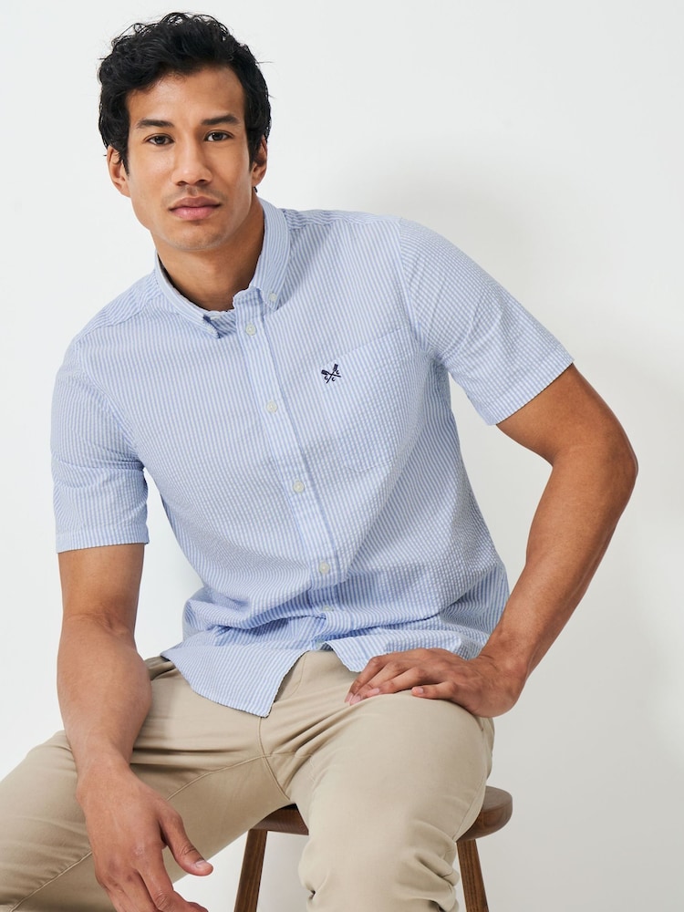Crew Clothing Short Sleeve Seersucker Stripe Shirt - صورة 1 من 5 Crew Clothing Short Sleeve Seersucker Stripe Shirt - صورة 1 من 5
