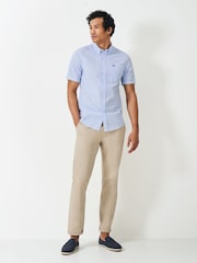 Crew Clothing Blue Short Sleeve Seersucker Stripe Shirt - Image 3 of 5