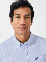 Crew Clothing Blue Short Sleeve Seersucker Stripe Shirt - Image 4 of 5