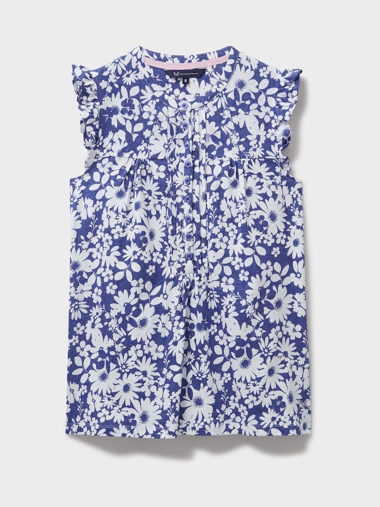 Crew Clothing Company Blue Lydia Printed Top - Image 5 of 5