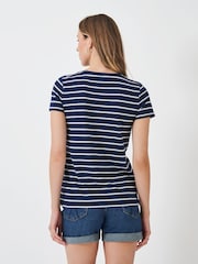 Crew Clothing Company Blue Embroidered Breton 100% Cotton T-Shirt - Image 2 of 5