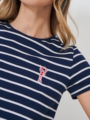 Crew Clothing Company Blue Embroidered Breton 100% Cotton T-Shirt - Image 4 of 5