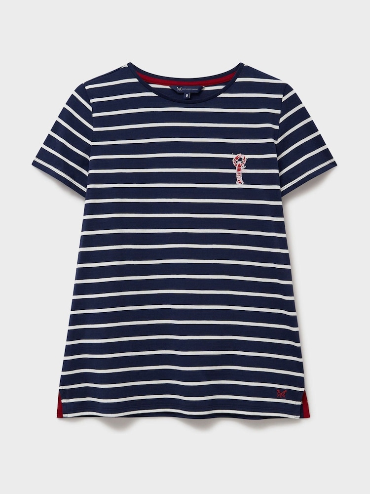 Crew Clothing Company Blue Embroidered Breton 100% Cotton T-Shirt - Image 5 of 5
