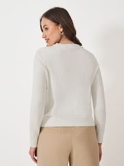 Crew Clothing Natural Crew Neck Cardigan - Image 3 of 6