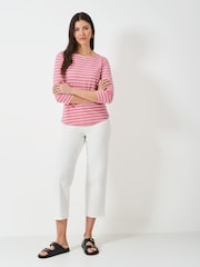 Crew Clothing Company Pink 100% Cotton Essential Breton Stripe Top - Image 3 of 5