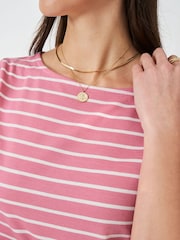 Crew Clothing Company Pink 100% Cotton Essential Breton Stripe Top - Image 4 of 5
