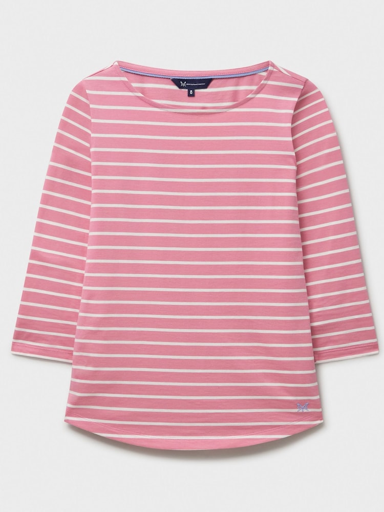 Crew Clothing Company Pink 100% Cotton Essential Breton Stripe Top - Image 5 of 5