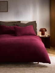 Burgundy Red Brushed Supersoft Cotton Duvet Cover And Pillowcase Set - Image 1 of 5