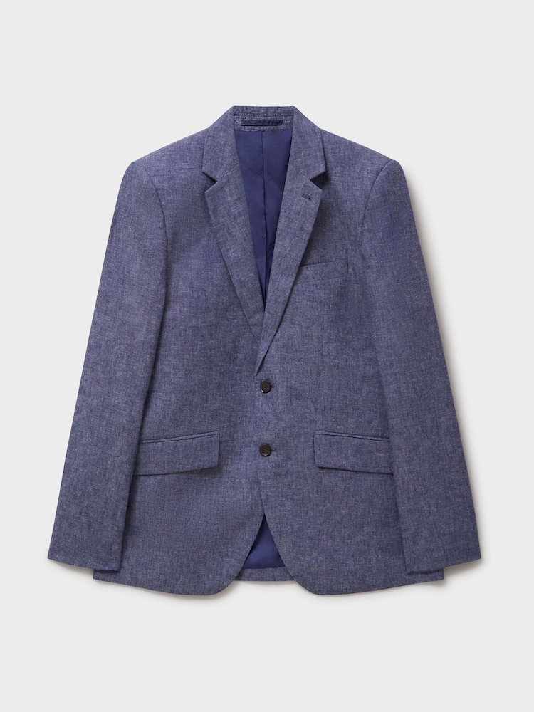 Crew Clothing Blue Fortescue Linen Blazer - Image 5 of 5