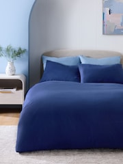 Navy Brushed Supersoft Cotton Duvet Cover And Pillowcase Set - Image 1 of 5
