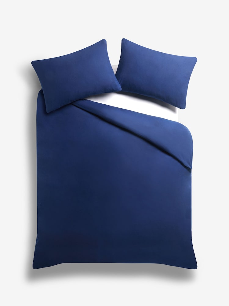 Navy Brushed Supersoft Cotton Duvet Cover And Pillowcase Set - Image 5 of 5 Navy Brushed Supersoft Cotton Duvet Cover And Pillowcase Set - Image 5 of 5