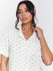 Loungeable Yellow Cotton Waffle Short Sleeved Short Set - Image 1 of 6