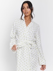 Loungeable Yellow 100% Cotton Waffle Robe - Image 6 of 6