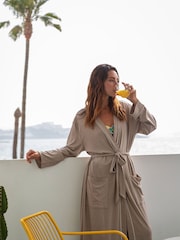Loungeable Brown Rib Kimono Robe 120CM Dressing Gown - Image 2 of 6