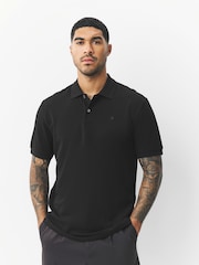 Black Trident Regular Fit Short Sleeve Pique Polo Shirt - Image 1 of 8
