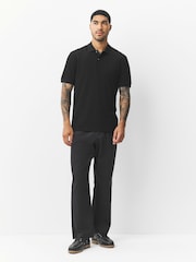 Black Trident Regular Fit Short Sleeve Pique Polo Shirt - Image 2 of 8