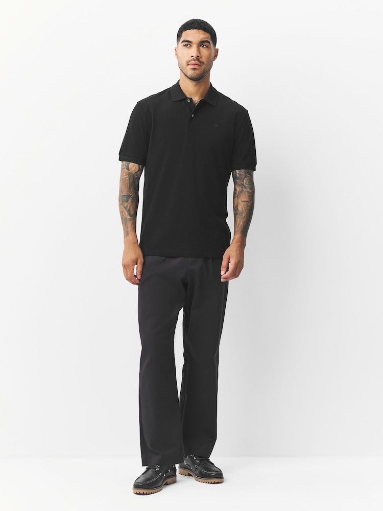 Black Trident Regular Fit Short Sleeve Pique Polo Shirt - Image 2 of 8 Black Trident Regular Fit Short Sleeve Pique Polo Shirt - Image 2 of 8