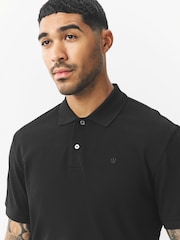Black Trident Regular Fit Short Sleeve Pique Polo Shirt - Image 5 of 8