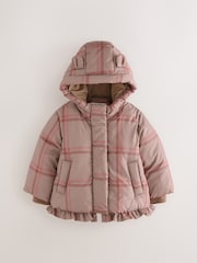 Check Shower Resistant Frill Hem Padded Coat (3mths-7yrs) - Image 5 of 9