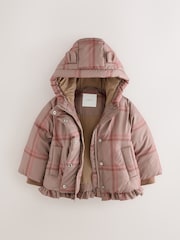 Check Shower Resistant Frill Hem Padded Coat (3mths-7yrs) - Image 6 of 9