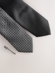 Black Textured Ties And Clips 2 Pack - Image 5 of 6