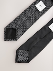 Black Textured Ties And Clips 2 Pack - Image 6 of 6