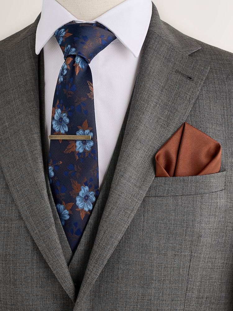 Navy Floral Ties 2 Pack - Image 2 of 3