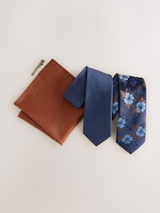 Navy Floral Ties 2 Pack - Image 3 of 3