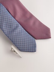 Light Pink/Light Blue Textured Ties And Clips 2 Pack - Image 2 of 3