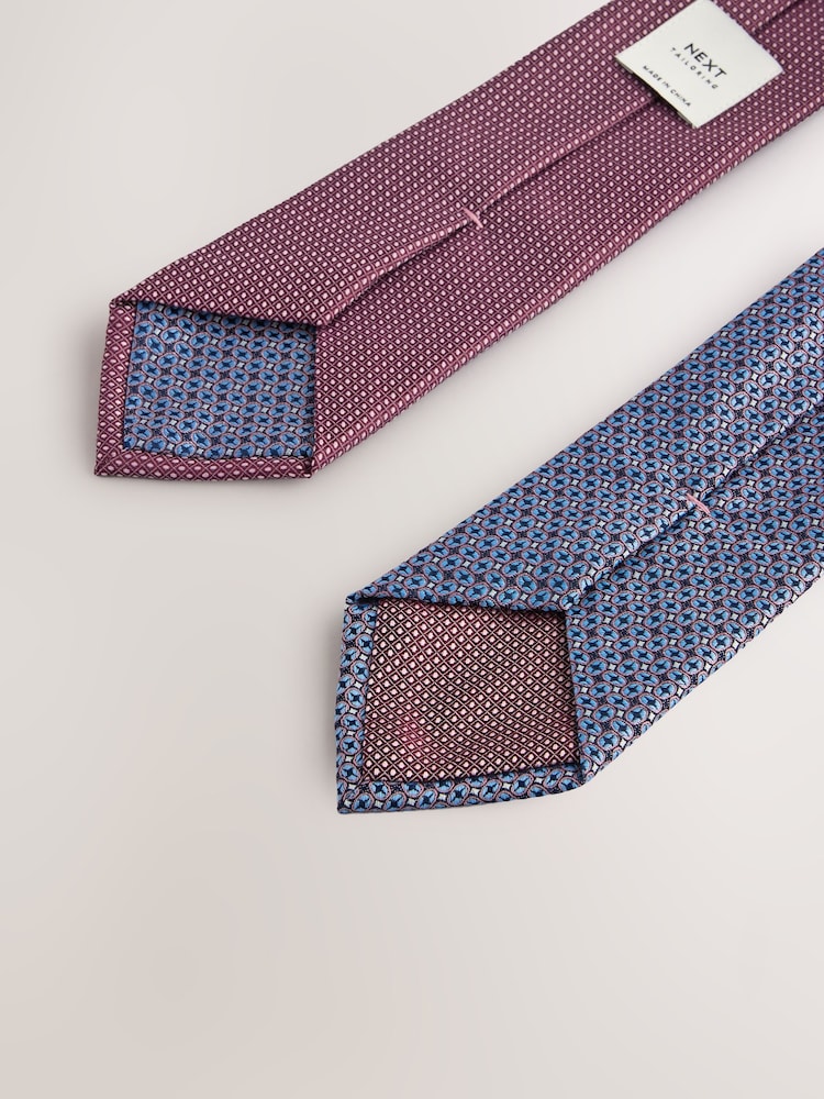 Light Pink/Light Blue Textured Ties And Clips 2 Pack - Image 3 of 3