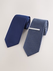 Bright Blue Textured Ties And Clips 2 Pack - Image 4 of 6