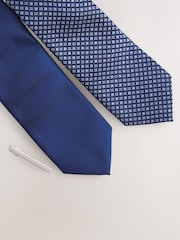 Bright Blue Textured Ties And Clips 2 Pack - Image 5 of 6