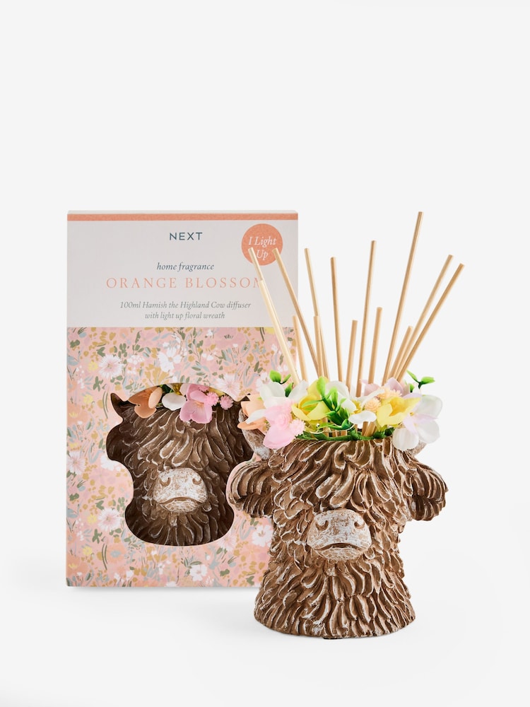 Orange Blossom Floral Hamish The Highland Cow 100ml Light Up Diffuser - Image 3 of 3