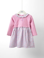 JoJo Maman Bébé Pink Knitted Combo dress - Image 1 of 3
